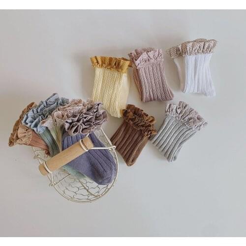 Baby Socks for Girls Children Foot Lace Hose Kids Cotton Stripe Stockings Infant Autumn Leg Warmer Princess Spanish Sock Newborn