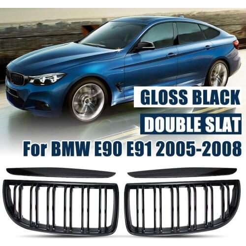 X-E90 E91 3 series double matte matte black 2-line front kidney grille double grille 2004 2005 2006 2007