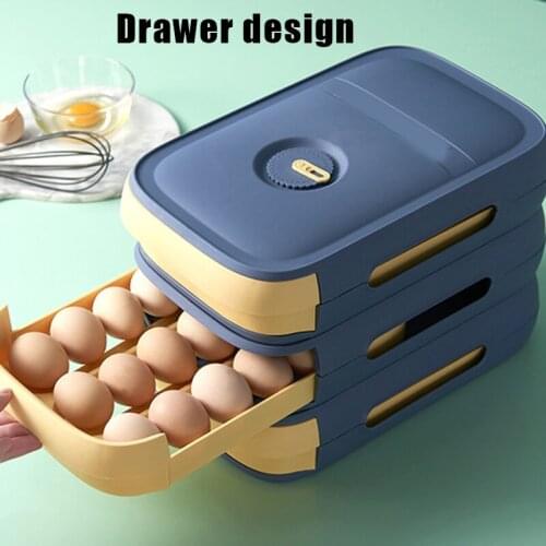 Refrigerator Eggs Storage Box with Fresh Schedule Rolling Drawer Type Eggs Box Egg Storage Saving Container ALI88