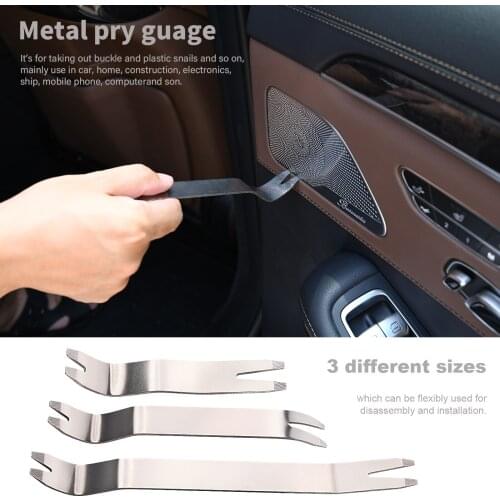 FOSHIO 3PCS Car Interior Metal Disassembly Tool Vehicle Door Radio Panel Clip Trim Audio Dashboard Remover Installing Pry Puller