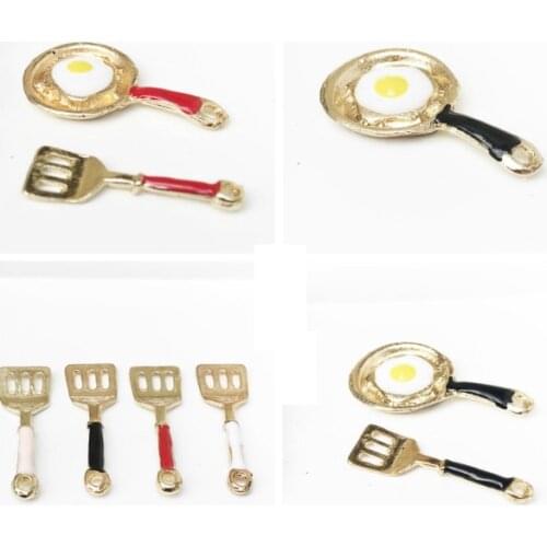 G08-X103 children baby gift Toy 1:12 Dollhouse mini Furniture Miniature rement metal Pan fried egg spatula 2pcs/set