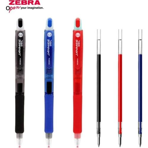 ZEBRA Gel Pen JANMEE JJZ68 0.5mm Pens For School JK-0.5 Waterproof Refill Black/Blue/Red Press Type Office Stationery 3/5/6Pcs