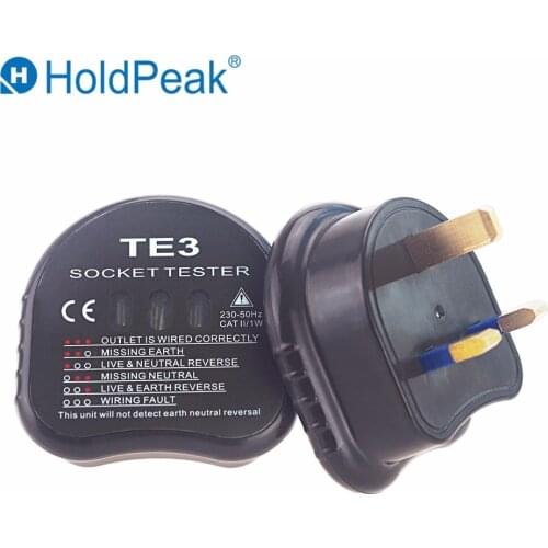 HoldPeak TE3 220V - 250V EU Plug Socket Tester Electric Portable Voltage Circuit Breaker Finders Detector For Ensure Line