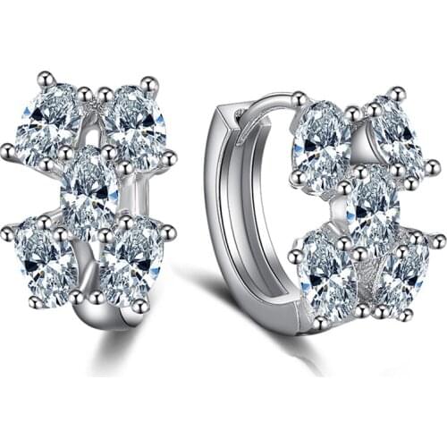 Exquisite Design Silver Circle Hoop Earrings for Women Full Clear Cubic Zirconia Stone Earring Piercing Jewelry