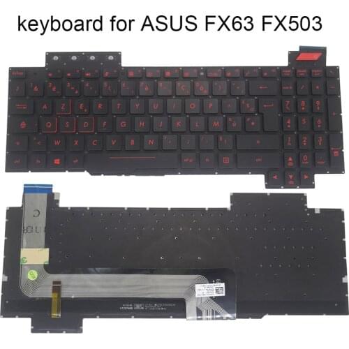 French azerty backlit keyboard for ASUS ROG FX503 FX503VD FX503VM FX503V FX63 FR notebook pc keyboards red keycaps V170746BK1