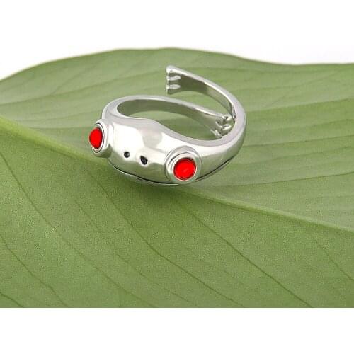 Vintage Red Eyes Frog Creative Animal Open Rings Unisex Red Garnet Frog Open Adjustable Ring for Women Men Fashion Jewelry Gifts