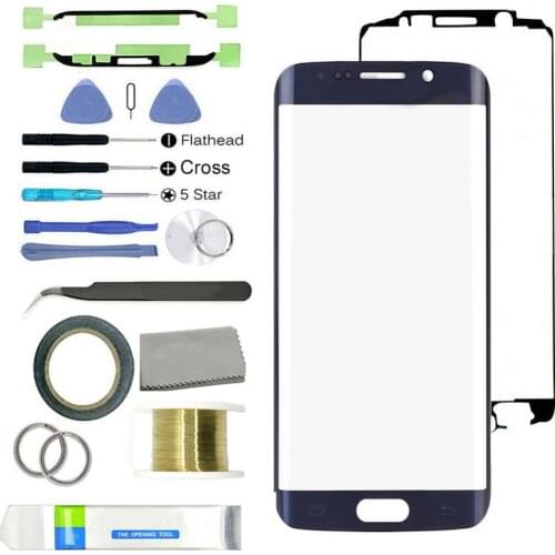 16 in 1 Replacement Front Glass Screen Repair Kit for Samsung Galaxy S6 Edge G925 Outer Front Panel Touch Screen Glass Lens