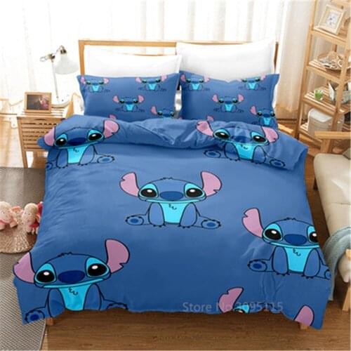 Stitch Bedding Set Cartoon Bedspread Single Twin Full Queen King Size Bedclothes Childrens Boy Bedroom Bed Set