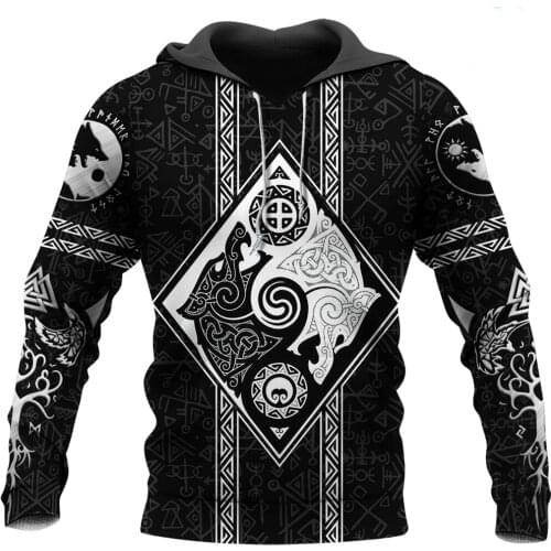 Beautiful Viking pattern 3D overall printed hoodie mens fashion Harajuku sweatshirt autumn and winter casual zipper hoodie DY98