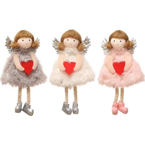 Mothers Day Valentines Day Red Heart Angel Doll Cute Girl Doll High Quality Fabric Mother Holiday Gift Angel Pendant