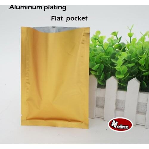 Matte golden aluminum plating flat pocket, Heat Seal Aluminum Foil Bag, Food bag, Cosmetics packaging. Spot 100 /package