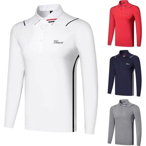 Mens Golf T-shirt Spring Autumn Sport Golf Wear Long Sleeve Shirt Dry Fit Breathable Polo Shirts for Men