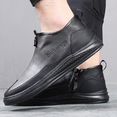Winter new mens sports casual shoes set foot side zipper high help shoes trend hundred mens shoes lightweight wear-resistant