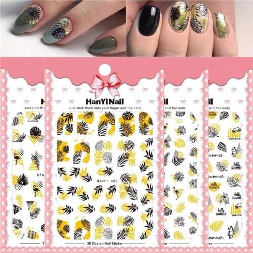 Newest FashionDIY 3D Nail Art Sticker Adhesive Sticker Decals Tool Black Gold geometric Image Nail Art Tattoo Decoration