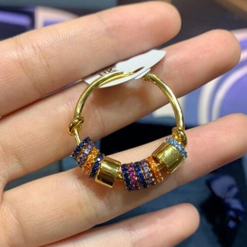 Brand 1:11PC New Copper Earrings Yellow Gold Color Sliding Multi Hoop Earrings with Mysterious Egyptian Patterns Women Jewelry