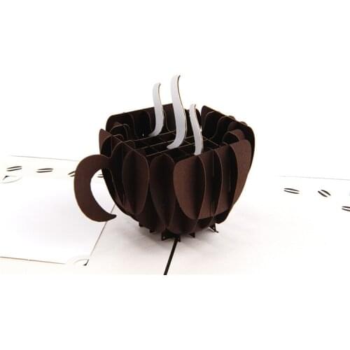 Handmade 3D Coffee Cup Pop up Gift Happy Birthday Greeting Cards Vintage Postcards Thank You Cards Paper Kirigami & Origami