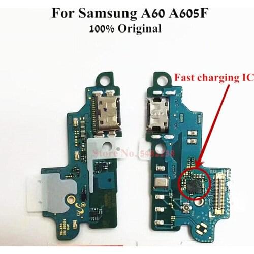 Original USB Charging Dock Port Flex cable For Samsung A60 A605F Charger plug With Microphone Replacement parts