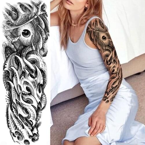 Maori Round Eye Temporary Tattoos For Men Women Body Art Full Arm Back Sleeve 3D Tatoo Washable Fake Tattoo Stickers Realistic