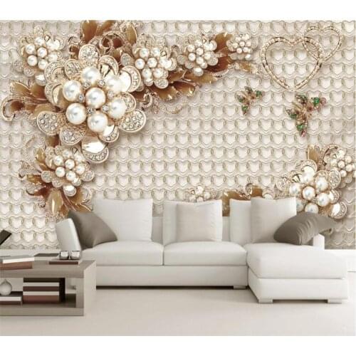 Custom 3d photo wallpaper new luxury jewelry flower embossed living room TV background wall living room bedroom mural фотообои
