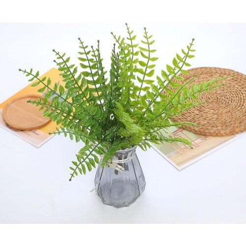 18 branch Realistic Fakes Green Plants Artificial Potted Green Leaf Plant With Small Pot