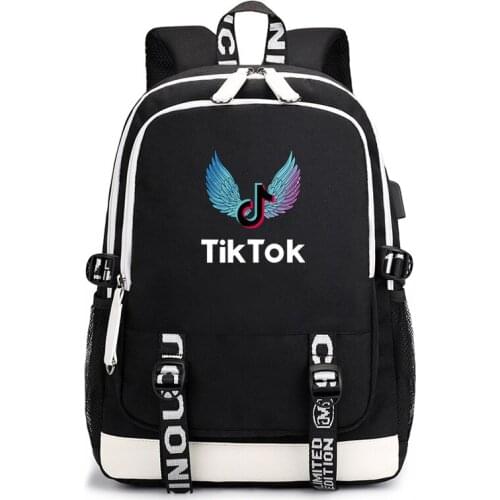 Tik Tok Backpack with USB Interface Kids Teens Hot Tik Tok Anime School Bags Boys Rucksack Men Women Travel Mochilas