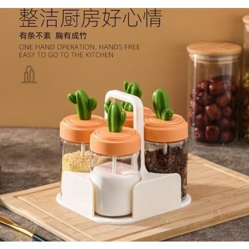 Kitchen Seasoning Box Household Sealed Cactus Seasoning Jar Seasoning Storage Seasoning Jar Salt Jar Combination Set