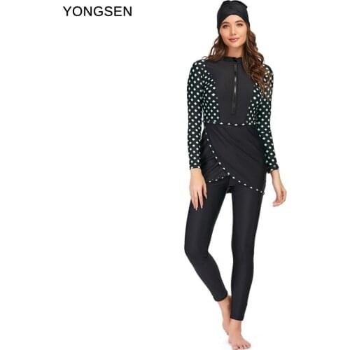 YONGSEN 2020 Modest Muslim Swimwear Burkinis Full Coverage Islam Swimsuit Bikini Hijab Sport Beachwear Plus Size