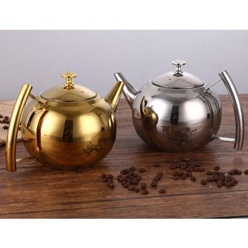 Creative Stainless Steel Water Pot Metal Tea Pot With Filter Hotel Coffee Pot Restaurant Induction Cooker Kettle Drinkware