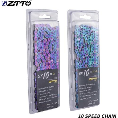 ZTTO 10 speed Colorful EL/SLR Bike Chain 10s 20s 10 speed Mtb Bicycle Road Bike ultralight Durable with 10 s Missing Link Chains