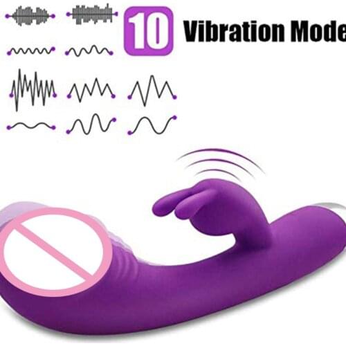 10 Frequency Rabbit G Spot Vibrator Dual Motors Rechargeable Massager Heating Stimumator Adult Sex Toy for Women Couples