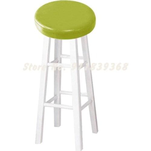 Back Bar Chair Pu Leather Soft Bag Bar Stool Solid Wood Bar Chair High Stool