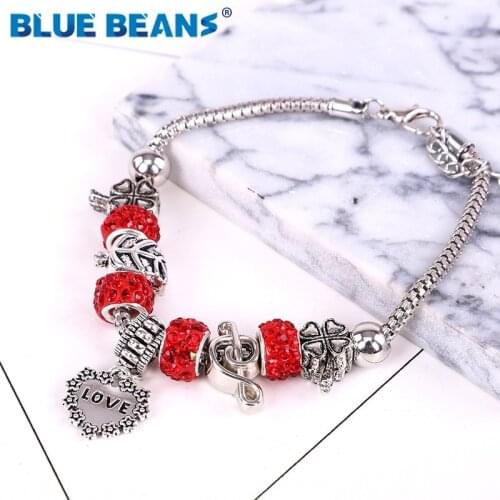 Crystal Handmade Heart Bracelets Bangles Women jewellery With punk Beads bohemian Bracelet Couples Hot Fashion Tak love Red Boho