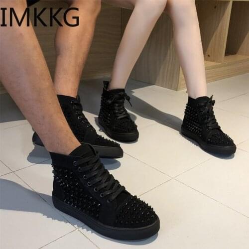 Rivets Woman man High-top Shoe Couple casual shoes Flat Heel Platform Vulcanized Shoes Zapatos De Mujer lovers Sneakers 2020
