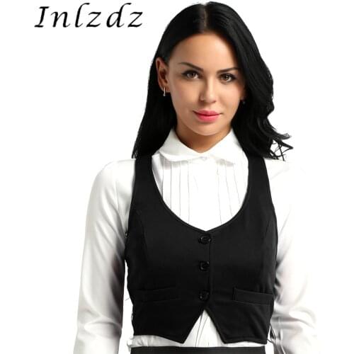 Womens Fashion Waistcoats Vest V-Neck Sleeveless Button Down Fitted Racer Back Classic Vest Shirts Separate Waistcoat