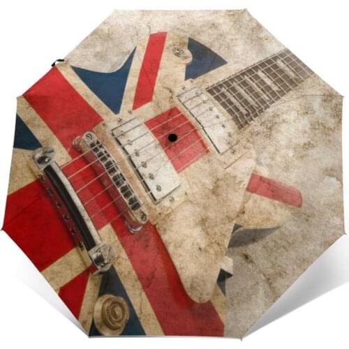 Sunny Umbrella Grunge English Pop Guitar Automatic folding portable men women umbrella Sunscreen rain Windproof beach parasol