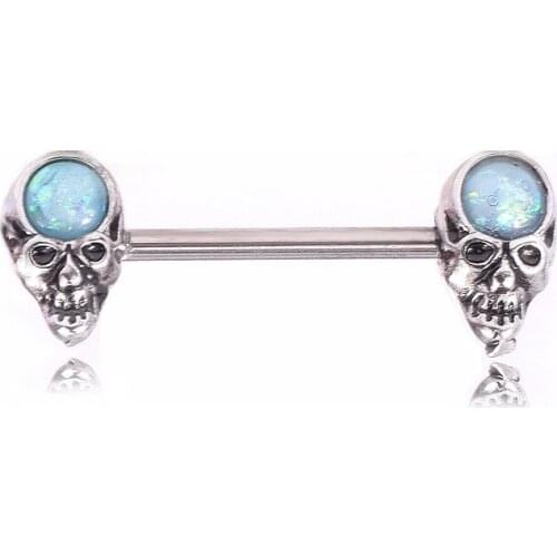 1PC Titanium Tongue Barbell Piercings Internally Thread Mamilo Piercing Opal Stone Sexy Nipple Shiled Bar Piercings Body Jewelry