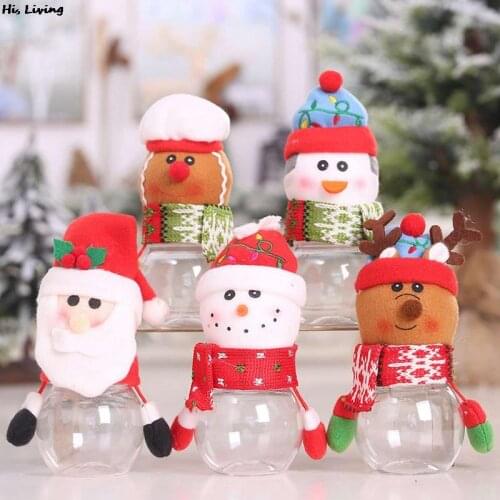 17*8Christmas Candy Jar Storage Bottle Snowman Santa Bag Sweet Christmas Candy Can Boxes Child Kids Gifts New Year 2021 Navidad