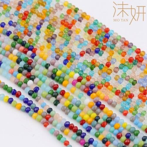 170Pcs 2*3mm Faceted Flat Glass Beads Small Section Loose Beads For Jewelry Making DIY Bracelet Necklace Accessories