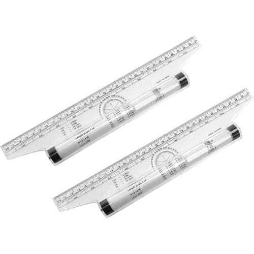Art Drawing Tool Squares Angle Parallel Line Rolling Ruler 30 Cm 2 Pieces