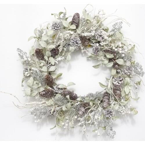 26in Fabric home decoration large christmas Birch pine cone wreaths for front door christmas