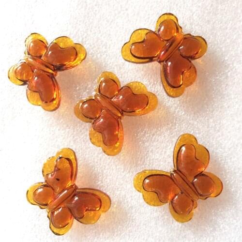30pcs/lot Beautiful 32*25mm Crystal Amber Butterfly Shape Glass Beads Curtain Accessories For Home Decoration