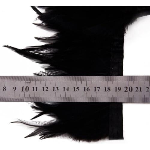 33" Dyed Black Feather On Ribbon Fringe Trim For Millinery Costume Sewing Crafts
