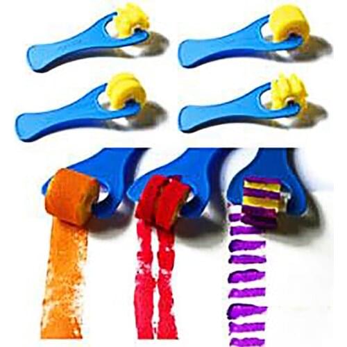 4 pcs set Children painting graffiti plastic handle sponge roller brush baby graffiti painting products Materials Art Supplies