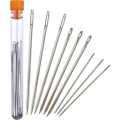 4pcs Triangular Leather Needles Hand Sewing Needles Large Eye Stitching Needle Leather for Leather Craft DIY Sewing Tools