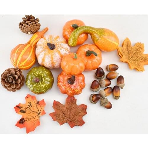 50Pcs/Set Simulation Pumpkin Golden Autumn Pumpkin Halloween Pumpkin Thanksgiving Decoration Pumpkin Props