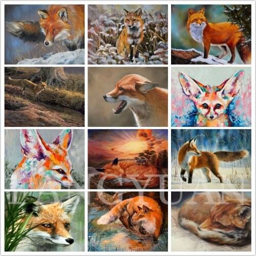 5D Diy Animals Diamond Painting Cute Fox Cross Stitch Rhinestone Embroidery Mosaic Wall Art Pictures for Living Room Decoration