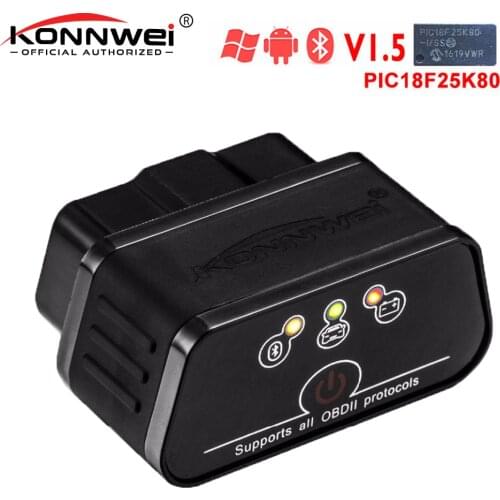 Konnwei KW903 Icar2 bluetooth elm327 V1.5 Pic18f25k80 Chip Auto Fault Detector OBDII Scanner ELM 327 OBD tool for Android