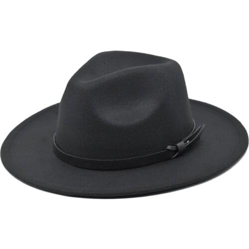 Free shipping autumn and winter wool blend fashion wide-brimmed fedora ladies wool top hat fedora men chapel Panama hat