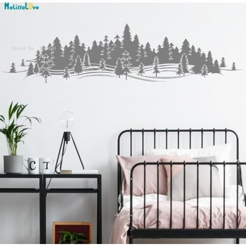 Large Size Forest Treescape Wall Decal Mountain Sticker Pine Tree Decor Nursery Gift For Kids Room Removable Unique Gift YT4353