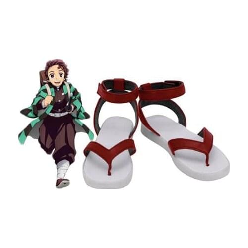 Demon Slayer Kimetsu no Yaiba Cosplay Tanjiro Kamado Cosplay Sandals Red Shoes Costume Accessories Halloween Party Shoes